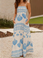 Seashell Print Spaghetti Strap Maxi Dress - Ladyez