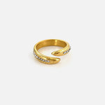 18K Gold-Plated Inlaid Rhinestone Twisted Ring - Ladyez