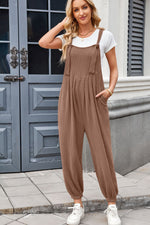 Lovelet Knotted Strap Overalls with Pockets - Ladyez