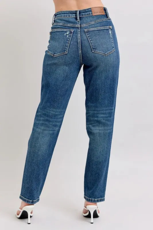 Judy Blue Full Size High Waisted Rigid Magic Non-destroy Straight Leg Jeans Plus Size - Ladyez