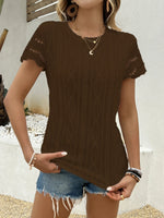 Crochet Lace Short Sleeve T-Shirt - Ladyez