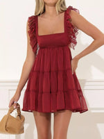 Ruffled Square Neck Tiered Dress
