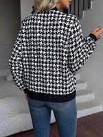 Zip Up Houndstooth Pattern Jacket