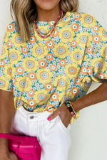 Floral Print Round Neck Oversized T-Shirt