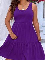 Plus Size Tiered Scoop Neck Tank Dress - Ladyez