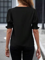 Notched Half Sleeve Blouse