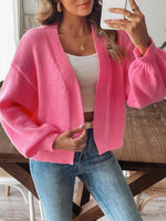 Open Front Dropped Shoulder Cardigan