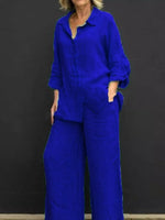 Full Size Long Sleeve Shirt and Pants Set Plus Size