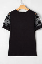 Flora Lace Patchwork Crew Neck Top