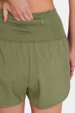 Zenana High-Waisted Zippered Back Pocket Active Shorts - Ladyez