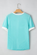 Corded Half Button Henley T Shirt