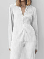 Texture Long Sleeve Top and Pants Lounge Set - Ladyez