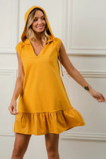 BiBi Ruffled French Terry Hooded Dress