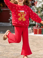 Children's Gingerbread Man Graphic Sweatshirt and Flared Pants Set