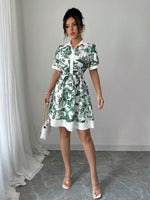 Printed Button Front Mini Dress