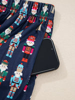 Mama Claus Plaid Letter Tee and Nutcracker Shorts 2pcs Lounge Set