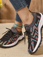 Mesh Knit Lace Up Athletic - Ladyez