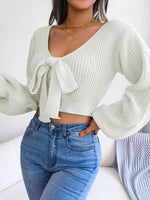 Tie-Front Cropped Sweater