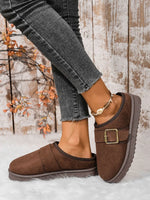 Cozy Buckle Suede Winter Slippers - Ladyez
