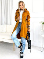 Full Size Zip Up Longline Hooded Outerwear Plus Size