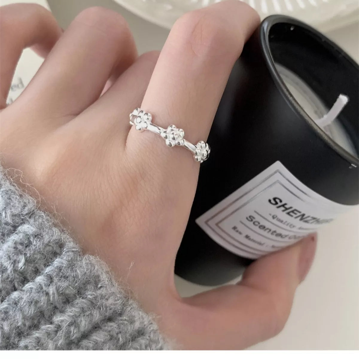 925 Sterling Silver Flower Ring