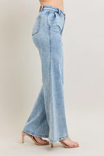 Judy Blue Full Size High Waist Wide Leg Jeans with Skewed Inseam Plus Size - Ladyez