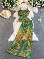 Printed Cami and Wide Leg Pants Set