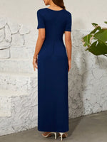 Surplice Short Sleeve Maxi Dress - Ladyez