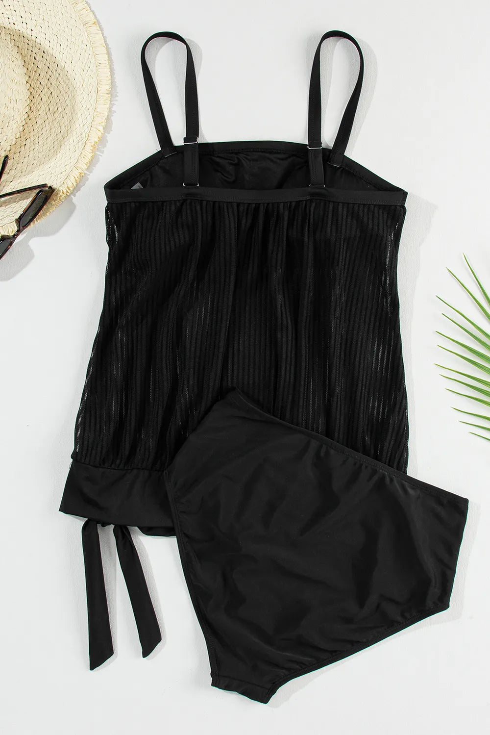 Square Neck Spaghetti Strap Tankini Set - Ladyez