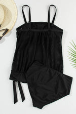 Square Neck Spaghetti Strap Tankini Set - Ladyez