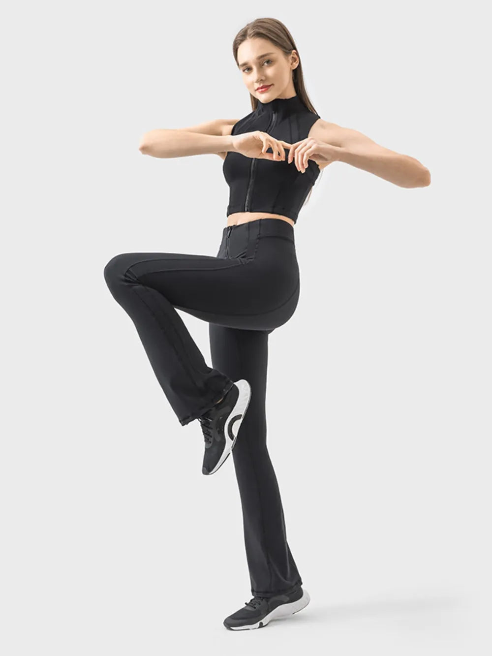 Millennia Zipper Detail High Waist Active Pants - Ladyez