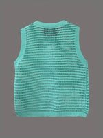 Openwork Round Neck Sweater Vest