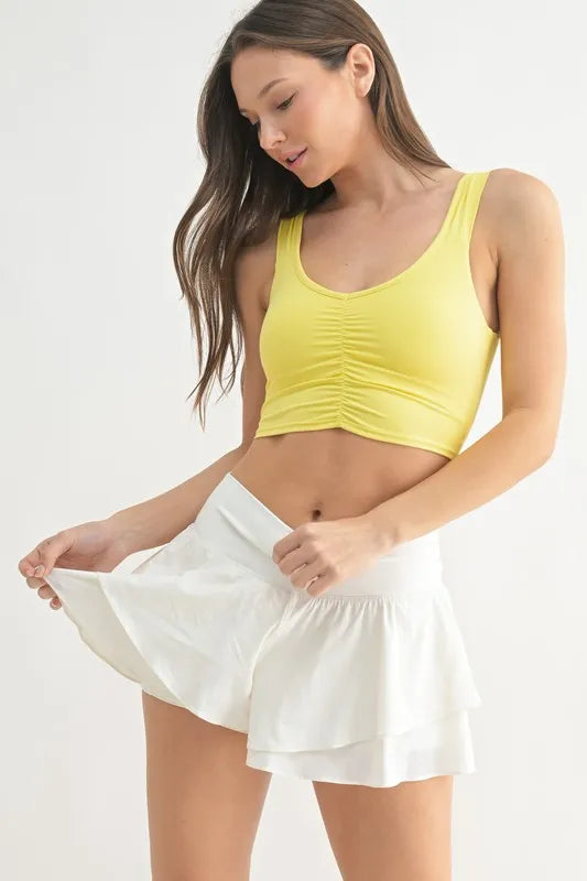MONO B Ruched Front Active Tank - Ladyez
