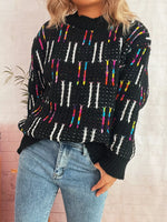 Colorful Round Neck Long Sleeve Sweater