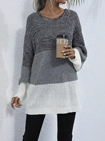 Color Block Round Neck Oversized Sweater