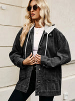 Oversized Button Up Denim Jacket with Hood