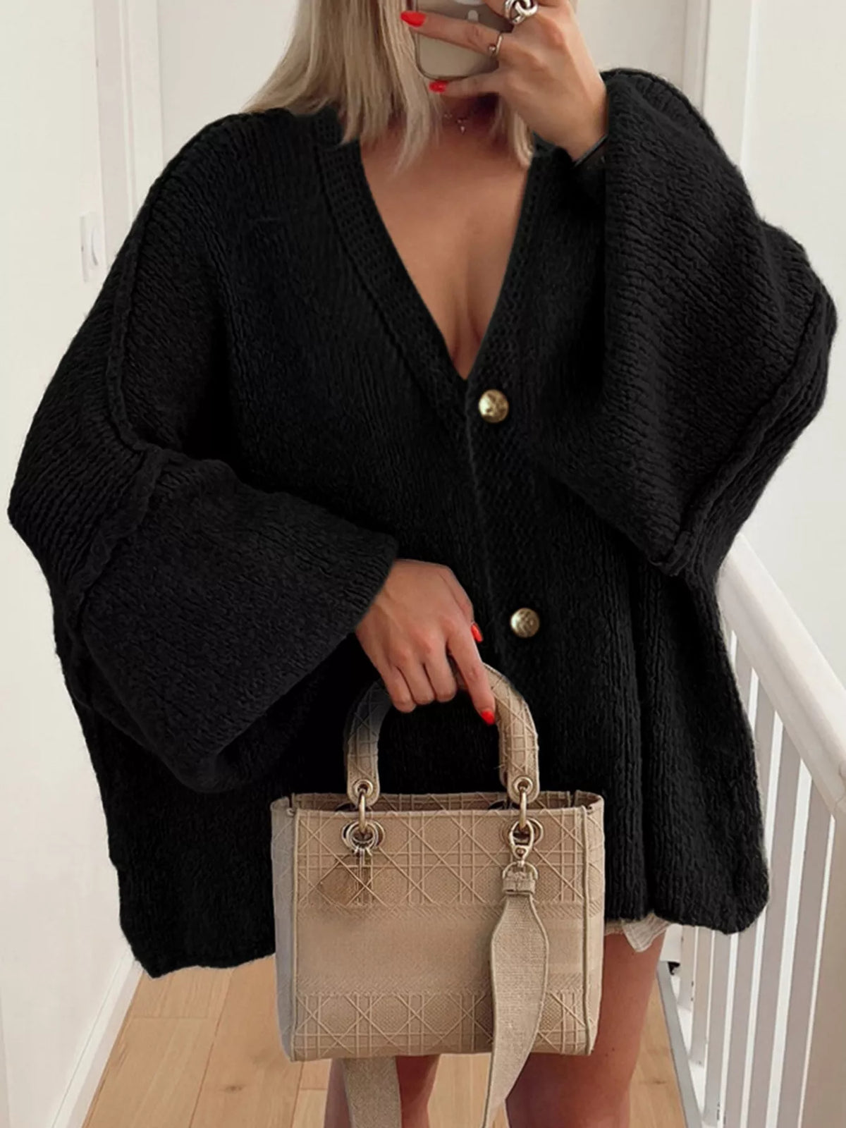 Oversized Knit Button Up Cardigan