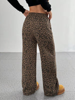 Leopard Wide-Leg Drawstring Pants