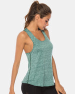 Full Size Scoop Neck Wide Strap Active Tank - Ladyez