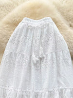 Eyelet Tiered Maxi Skirt