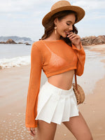 Openwork Long Sleeve Cover-Up - Ladyez