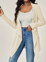 Ribbed Knit Open Front Cardigan