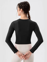 Round Neck Long Sleeve Active T-Shirt - Ladyez