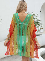 Rainbow Gradient Crochet Beach Cover Up - Ladyez