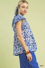 Umgee Abstract Print Short Sleeve Blouse
