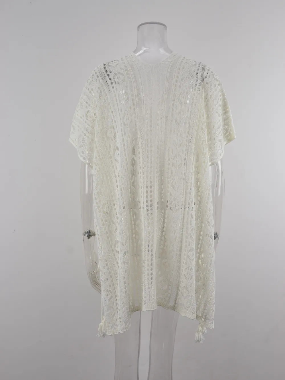 Angel Wings Cutout V-Neck Cover-Up with Tassel - Ladyez
