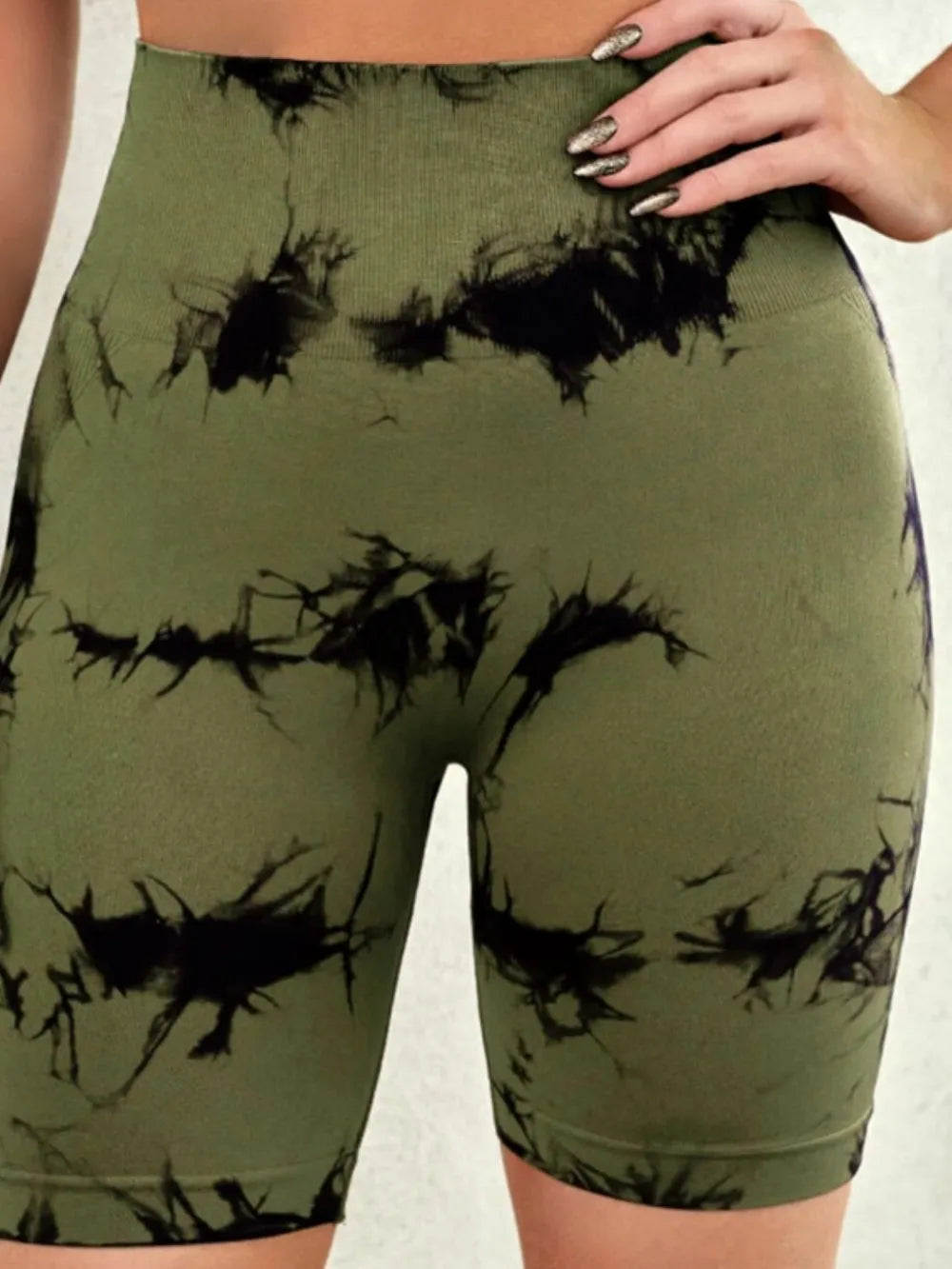 Tie-Dye High Waist Active Shorts - Ladyez