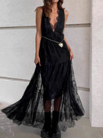 Lace Deep V-Neck Maxi Dress - Ladyez