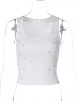 Bead Embellished Square Neck Tank