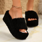 Open Toe Wedge Platform Slippers